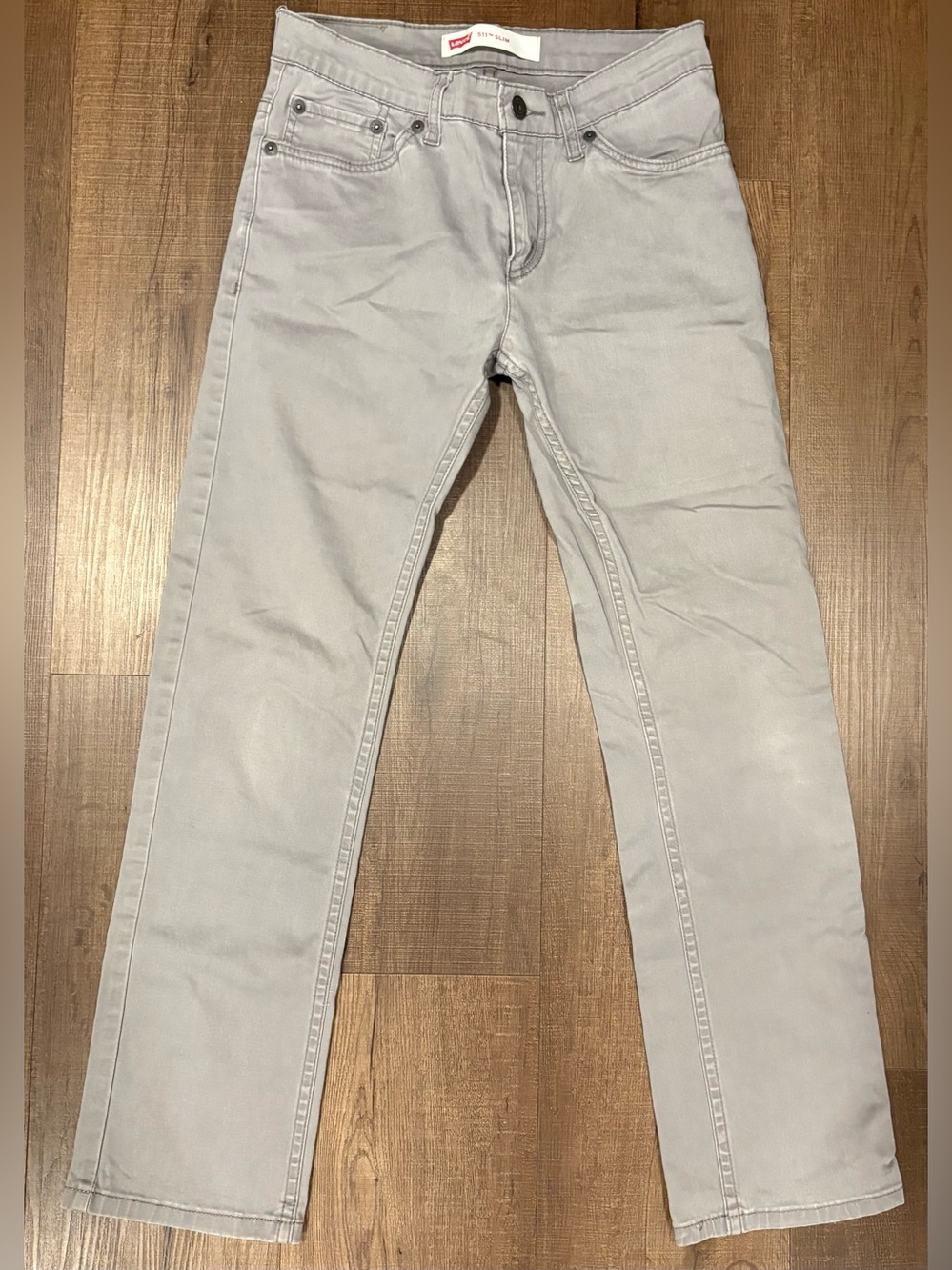 Levis Boys 511 Slim Jeans, Size 14 REG W27” L27". Light Grey